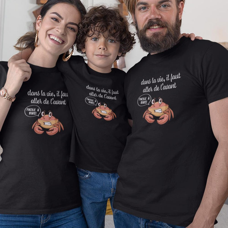 Dans La Vie Il Faut Aller De L'avant Matching Organic Cotton T-Shirts Family Set (Set of 3)