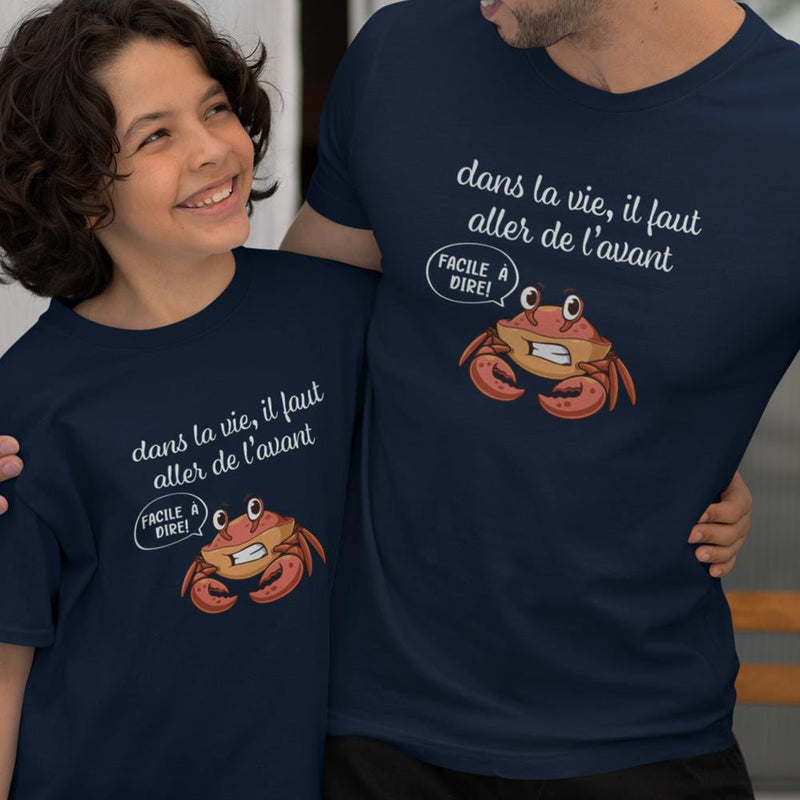 Dans La Vie Il Faut Aller De L'avant Dad and Child Organic Cotton T-Shirts family Set (Set of 2)