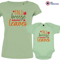 Fall Breeze Autumn Leaves Mom and Child Organic Cotton family Set (Set of 2)