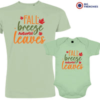 Fall Breeze Autumn Leaves Dad and Child Organic Cotton family Set (Set of 2)