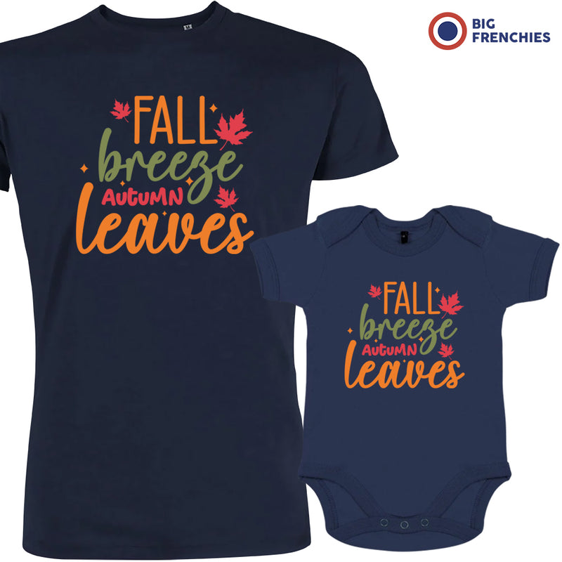 Fall Breeze Autumn Leaves Dad and Child Organic Cotton family Set (Set of 2)