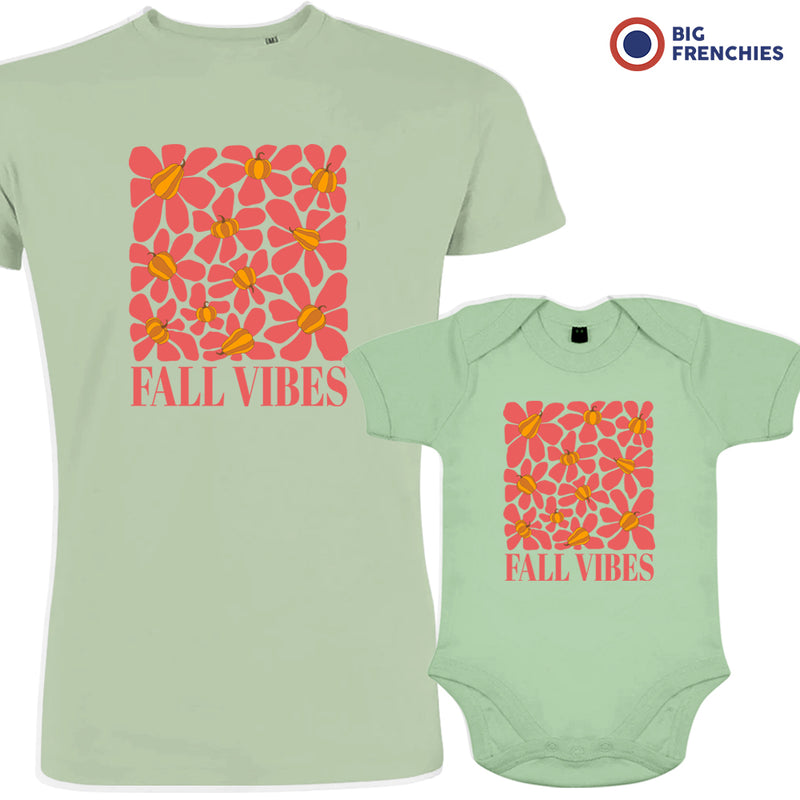 Fall Vibes With Flowers Dad and Child Organic Cotton family Set (Set of 2)