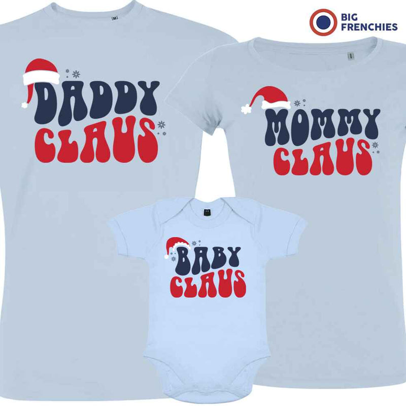 Mommy Daddy Baby Claus Christmas Matching Family Organic Tees (Set of 3)