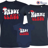 Mommy Daddy Baby Claus Christmas Matching Family Organic Tees (Set of 3)