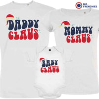 Mommy Daddy Baby Claus Christmas Matching Family Organic Tees (Set of 3)