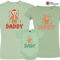 Gingerbread Mommy Daddy & Baby Christmas Matching Family Organic Tees (Set of 3)