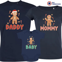 Gingerbread Mommy Daddy & Baby Christmas Matching Family Organic Tees (Set of 3)