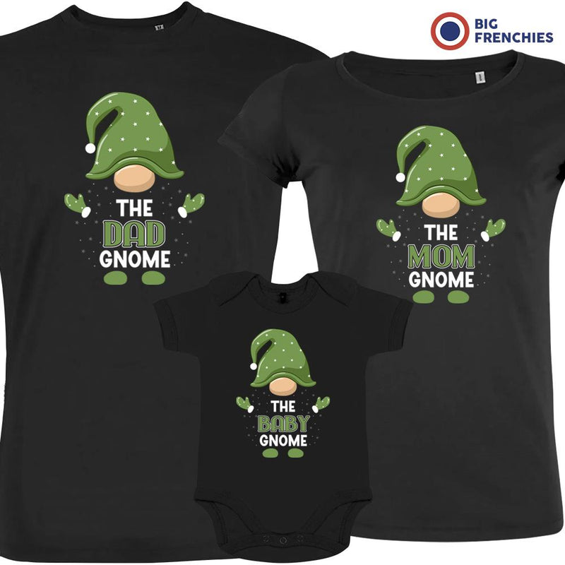 The Dad Mom & Baby Gnome Christmas Matching Family Organic Tees (Set of 3)