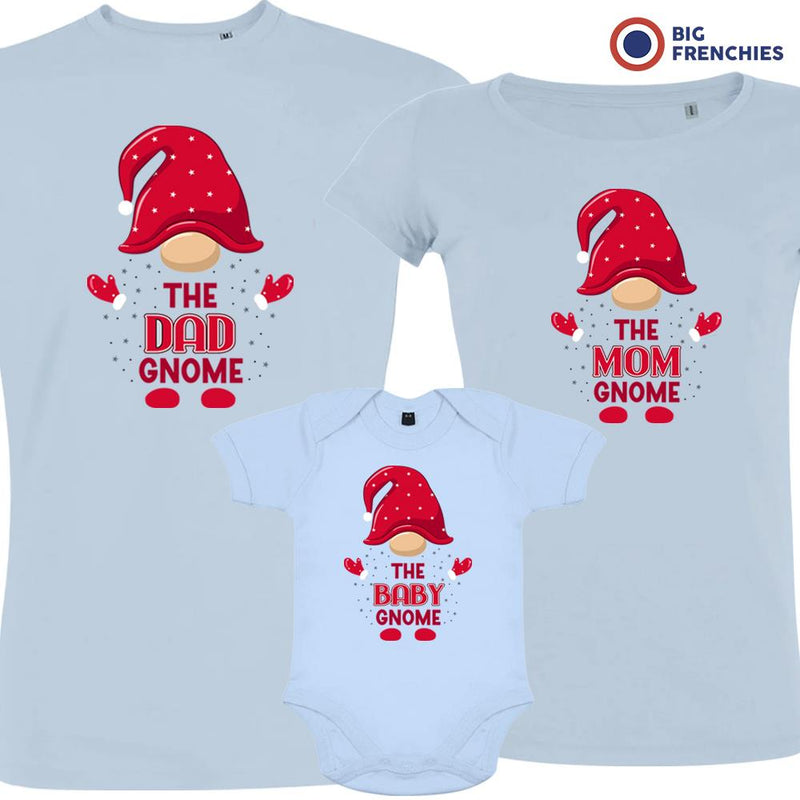 The Dad Mom & Baby Gnome Christmas Matching Family Organic Tees (Set of 3)