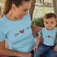 Valentine's Heart Arrow Mom and Child Organic Cotton T-Shirts family Set (Set of 2)