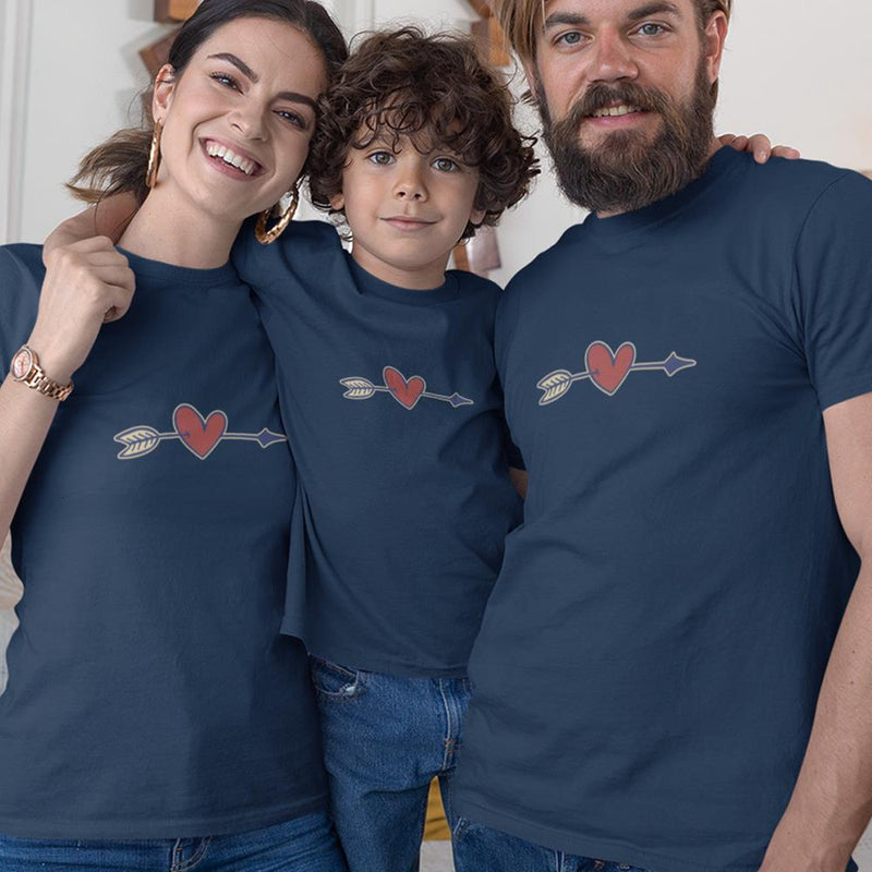 Valentine's Heart Arrow Matching Organic Cotton T-Shirts Family Set (Set of 3)