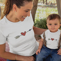 Valentine's Heart Arrow Mom and Child Organic Cotton T-Shirts family Set (Set of 2)