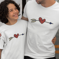 Valentine's Heart Arrow Dad and Child Organic Cotton T-Shirts family Set (Set of 2)