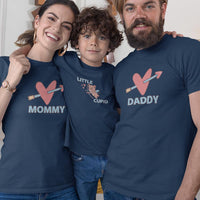 Daddy Mommy Heart Arrow And Little Cupid Matching Organic Cotton T-Shirts Family Set (Set of 3)