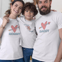 Daddy Mommy Heart Arrow And Little Cupid Matching Organic Cotton T-Shirts Family Set (Set of 3)