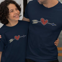 Valentine's Heart Arrow Dad and Child Organic Cotton T-Shirts family Set (Set of 2)