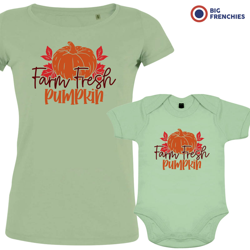 Farm Fresh Pumpkin Mom and Child Organic Cotton family Set (Set of 2)