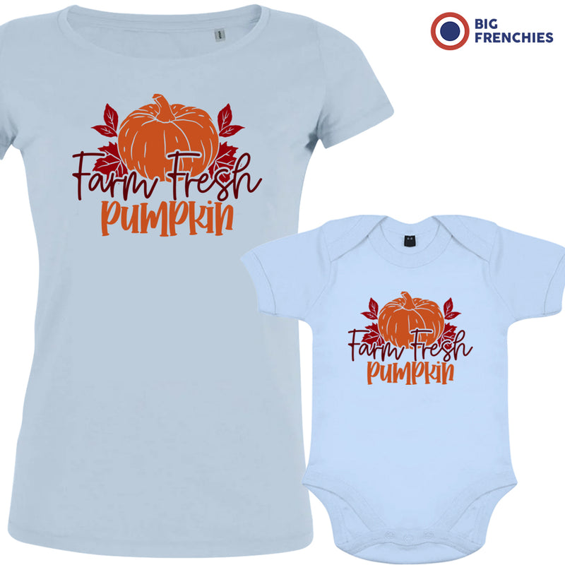 Farm Fresh Pumpkin Mom and Child Organic Cotton family Set (Set of 2)