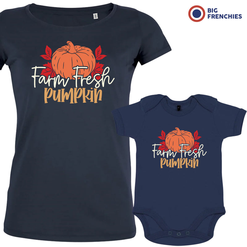 Farm Fresh Pumpkin Mom and Child Organic Cotton family Set (Set of 2)