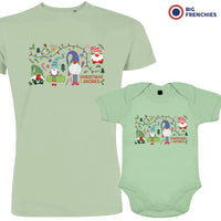 Gnomes Christmas Dad and Child Organic Cotton family Set (Set of 2)