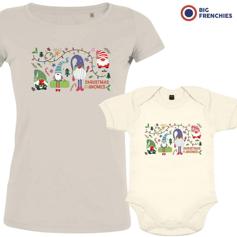 Gnomes Christmas Mom and Child Organic Cotton family Set (Set of 2)