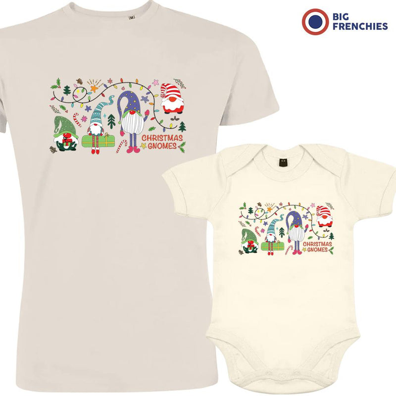 Gnomes Christmas Dad and Child Organic Cotton family Set (Set of 2)