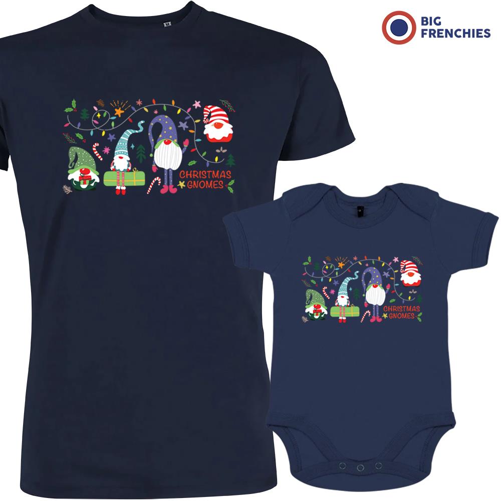 Gnomes Christmas Dad and Child Organic Cotton family Set (Set of 2)