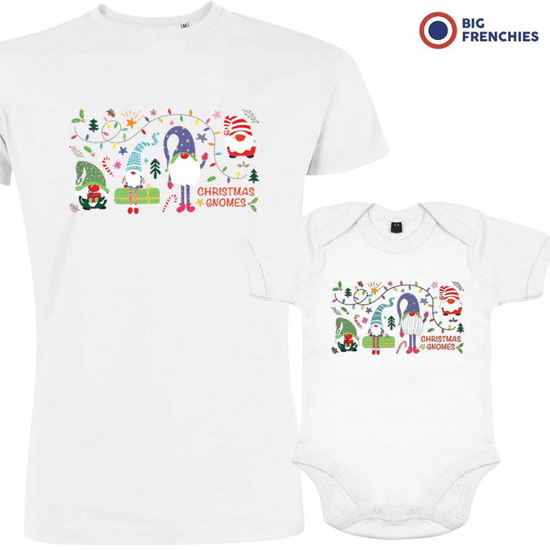 Gnomes Christmas Dad and Child Organic Cotton family Set (Set of 2)