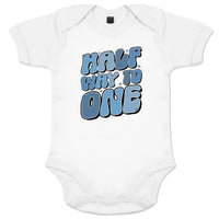 Half Way to One Half Birthday Organic Baby Boy Onesie