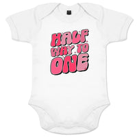 Half Way to One Half Birthday Organic Baby Girl Onesie