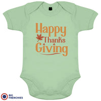 Happy Thanksgiving With a Leaf Organic Cotton Baby Onesie