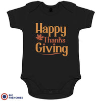 Happy Thanksgiving With a Leaf Organic Cotton Baby Onesie