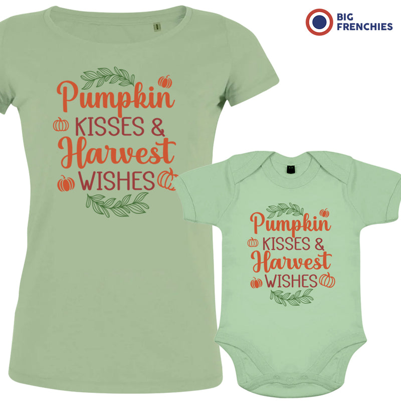 Pumpkin Kisses & Harvest Wishes Mom and Child Organic Cotton family Set (Set of 2)