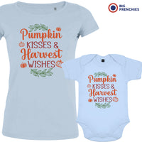 Pumpkin Kisses & Harvest Wishes Mom and Child Organic Cotton family Set (Set of 2)