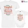 Pumpkin Kisses & Harvest Wishes Dad and Child Organic Cotton family Set (Set of 2)