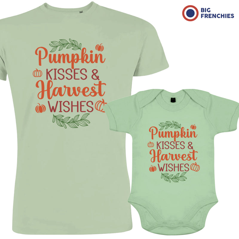 Pumpkin Kisses & Harvest Wishes Dad and Child Organic Cotton family Set (Set of 2)