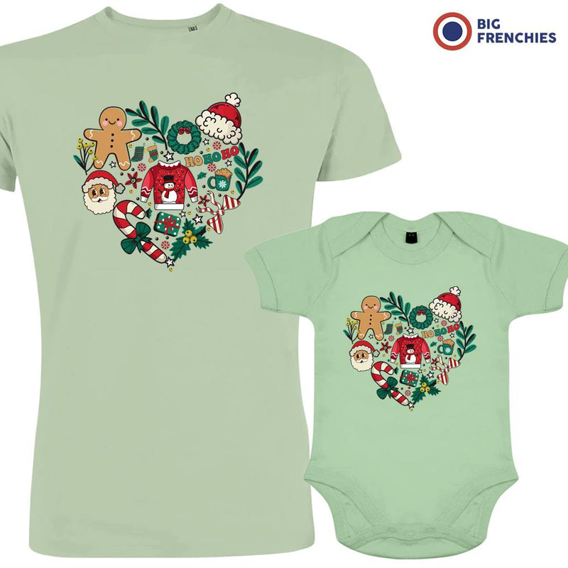 Christmas Heart Dad and Child Organic Cotton family Set (Set of 2)