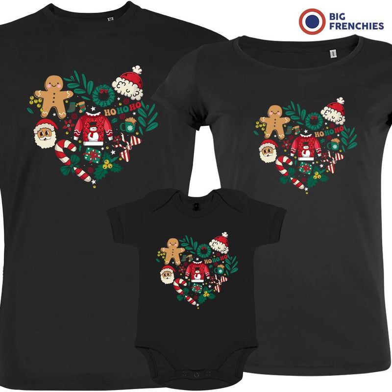 Christmas Heart Matching Family Organic Tees (Set of 3)