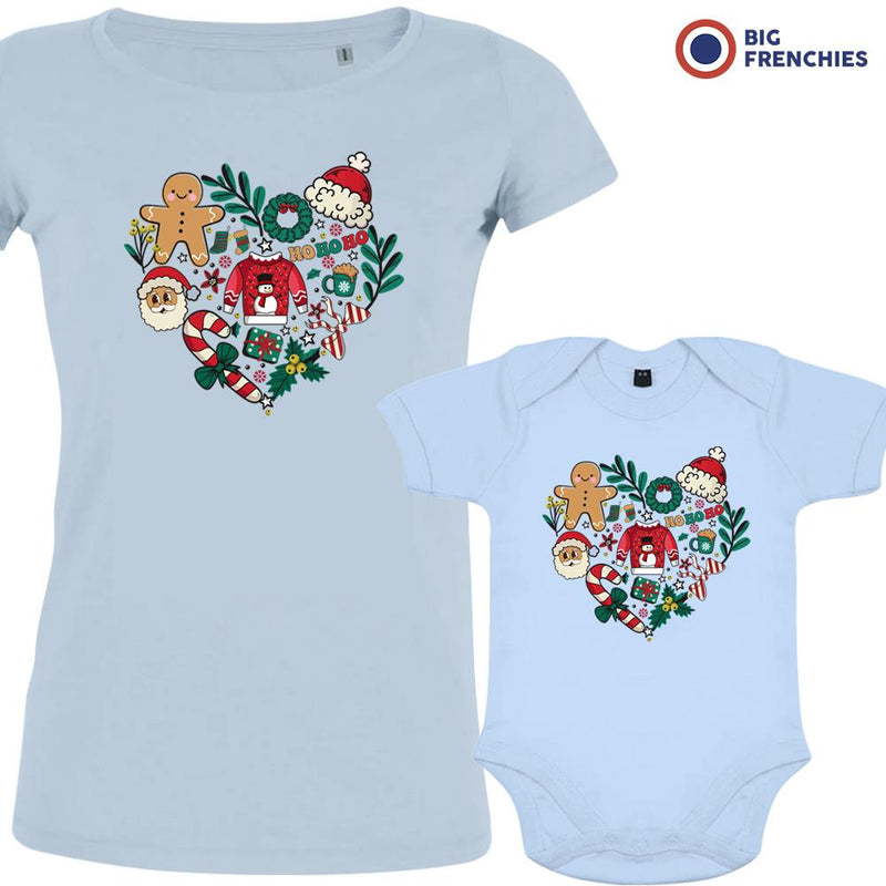 Christmas Heart Mom and Child Organic Cotton family Set (Set of 2)