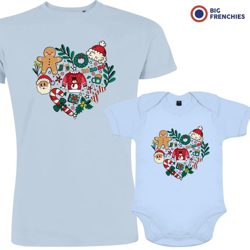 Christmas Heart Dad and Child Organic Cotton family Set (Set of 2)