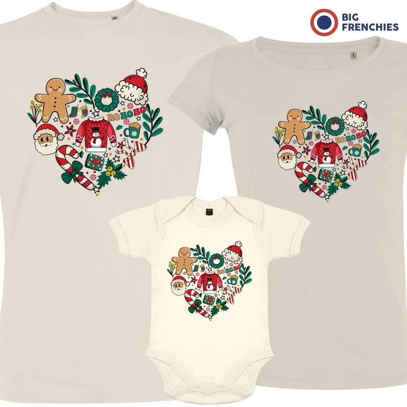 Christmas Heart Matching Family Organic Tees (Set of 3)