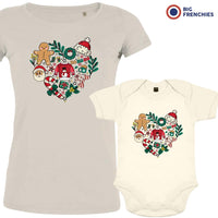 Christmas Heart Mom and Child Organic Cotton family Set (Set of 2)