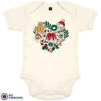 Christmas Heart Organic Cotton Baby Onesie