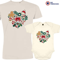 Christmas Heart Dad and Child Organic Cotton family Set (Set of 2)