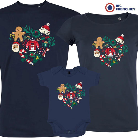 Christmas Heart Matching Family Organic Tees (Set of 3)