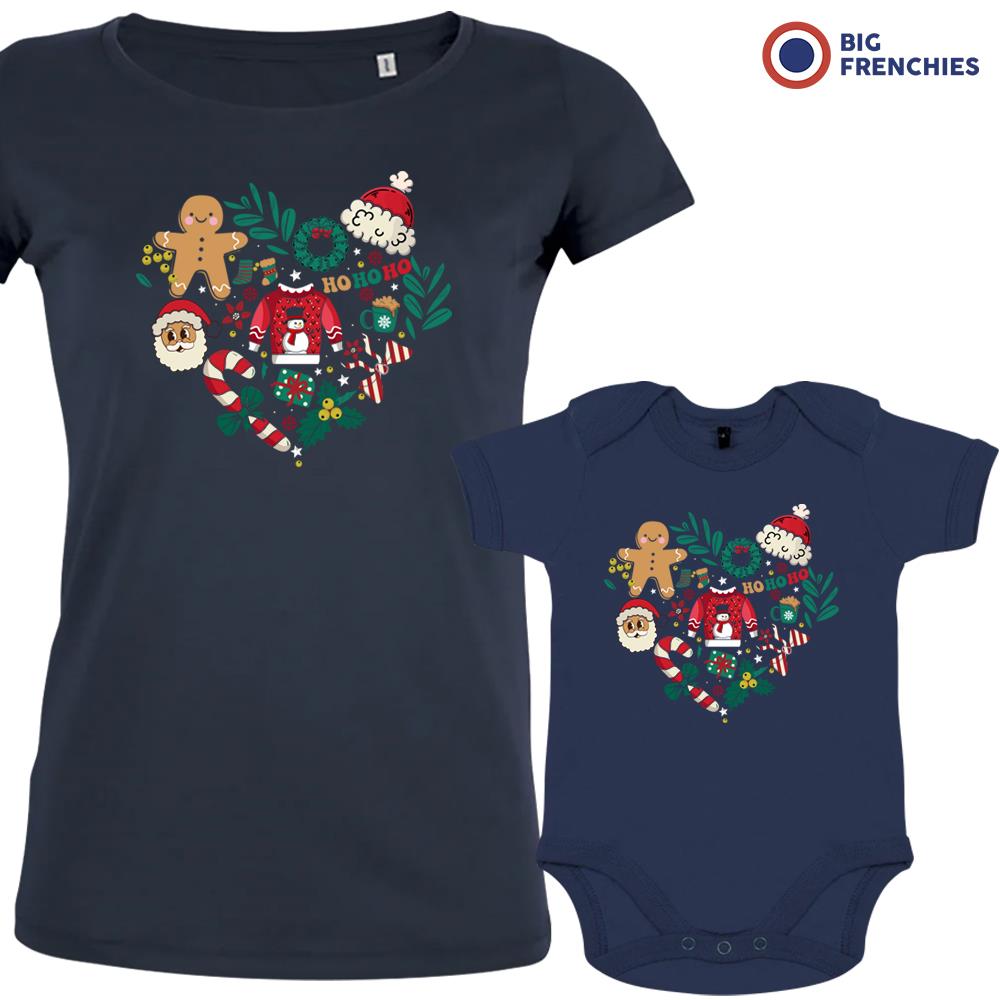 Christmas Heart Mom and Child Organic Cotton family Set (Set of 2)