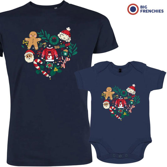 Christmas Heart Dad and Child Organic Cotton family Set (Set of 2)