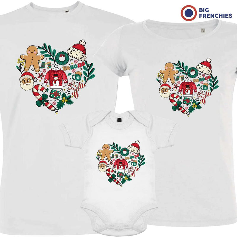 Christmas Heart Matching Family Organic Tees (Set of 3)