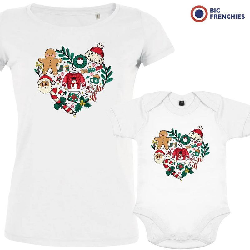 Christmas Heart Mom and Child Organic Cotton family Set (Set of 2)