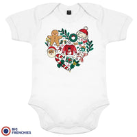 Christmas Heart Organic Cotton Baby Onesie